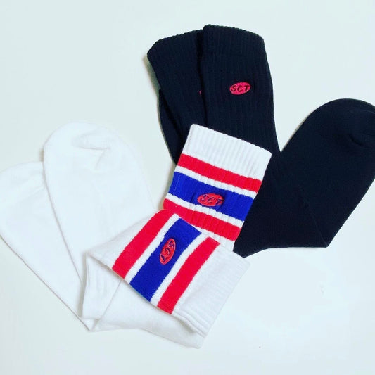 SCROSS TYO ロゴembroidery ソックス ラインソックス