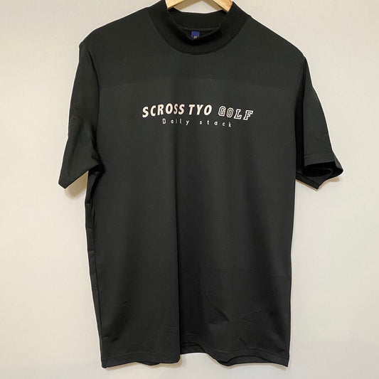 SCROSSTYO GOLF ロゴ縦ライン プリント モックネック Tシャツ
