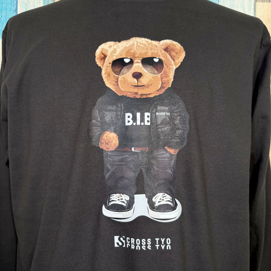 SCROSS TYO bear(sunglass) プリント ロンT