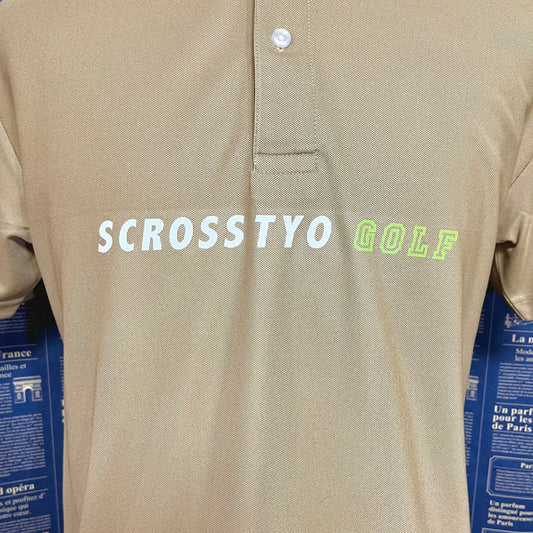 SCROSS TYO GOLF バイカラーロゴ プリント ポロシャツ