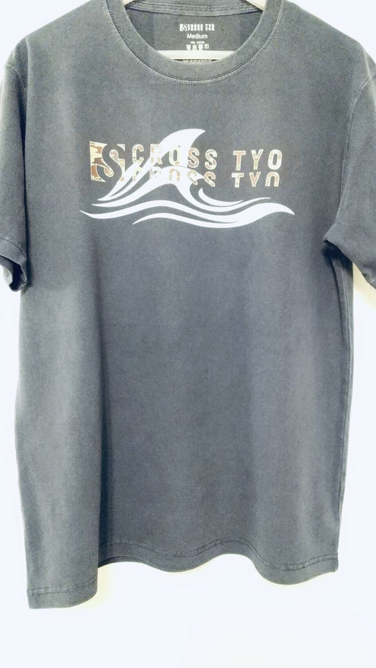 SCROSS TYO SUMMER サーフデザインプリント デニム風Tシャツ
