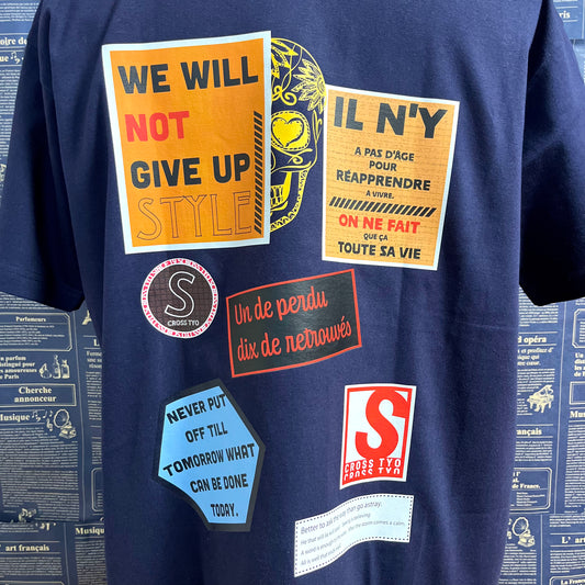 SCROSS TYO skull ワッペン風 プリントTシャツ