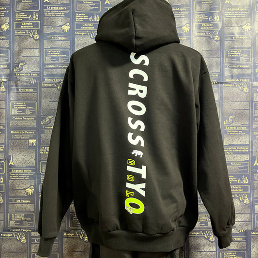 SCROSS TYO GOLF ロゴ rhino cross プリント 裏起毛パーカー