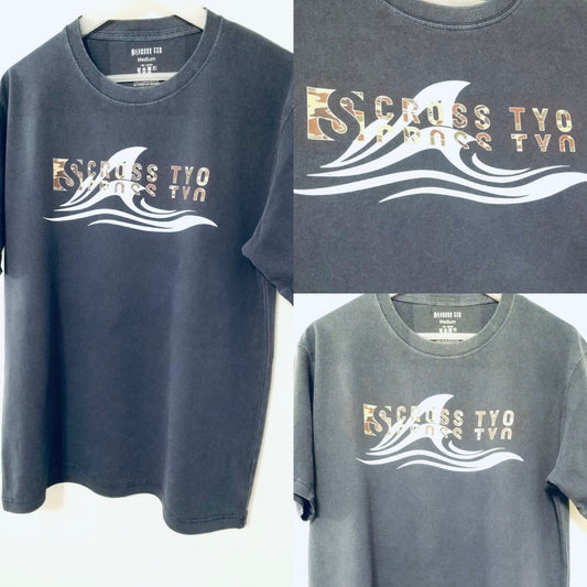 SCROSS TYO SUMMER サーフデザインプリント デニム風Tシャツ