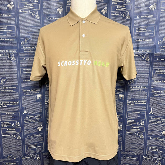 SCROSS TYO GOLF バイカラーロゴ プリント ポロシャツ