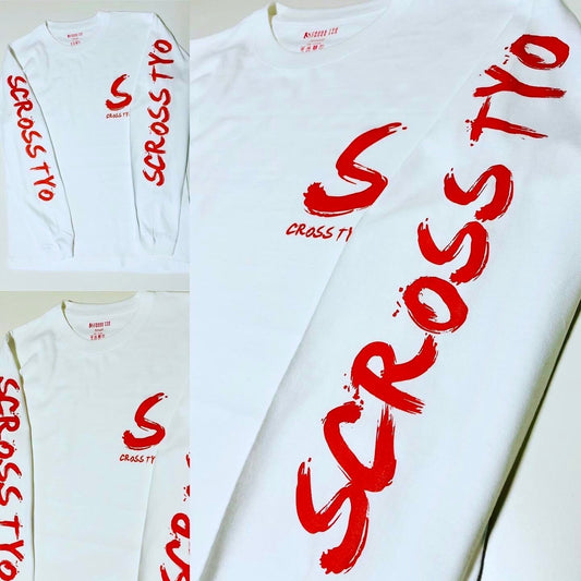 SCROSS TYO 筆ロゴ プリント ロンT