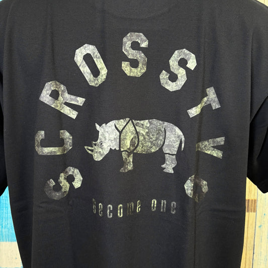 SCROSS TYO Rhino(グリーン迷彩) -Become one- プリントTシャツ
