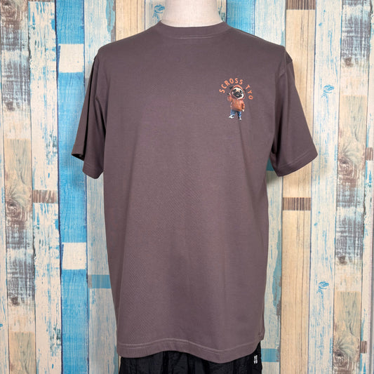 SCROSS TYO pug(brown)ワンポイント ロゴプリント Tシャツ